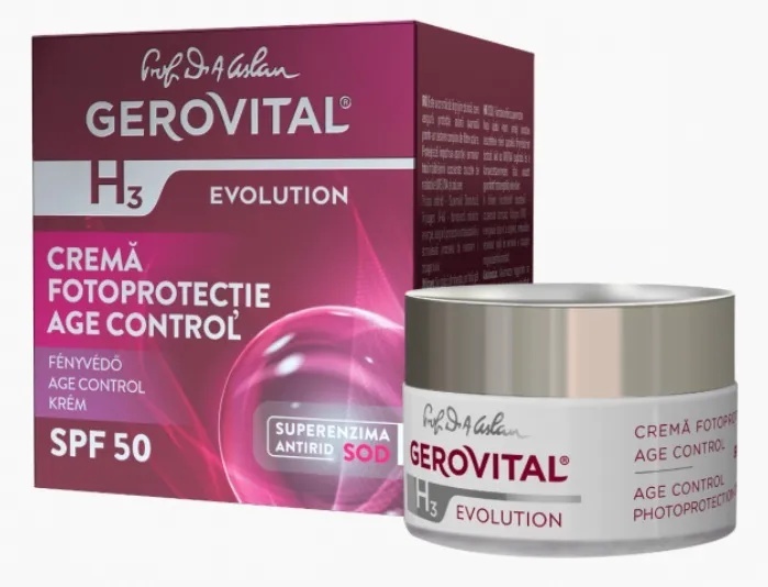 Autentic Crema H3Evolution Age Control cu fotoprotectie SPF50 si efect antirid, 50ml, 2080, Gerovital - Catalog 2026 Produse de îngrijire personală Gerovital