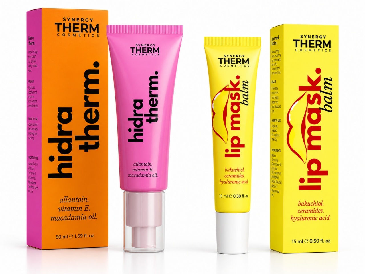 Aici Cremă pentru Față și Decolteu Hidra Therm, 50 ml + Balsam-Mască pentru Buze Lip Mask, 15 ml, Synergy Therm - Pret Bun Produse de îngrijire personală remediumfarm.ro