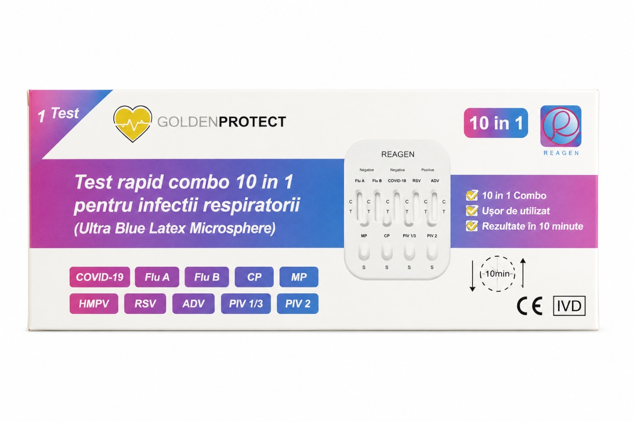 Test Rapid COVID19 COMBO 10 in1 infectii respiratorii + HMPV, Golden Protect