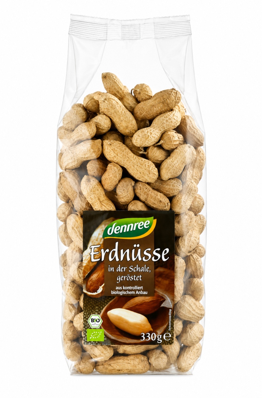Arahide Prăjite cu Coajă Ecologice, 330 g, Dennree