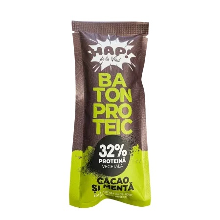 Baton Proteic Raw Vegan cu Cacao și Mentă, 45 g, HAP de la Vlad