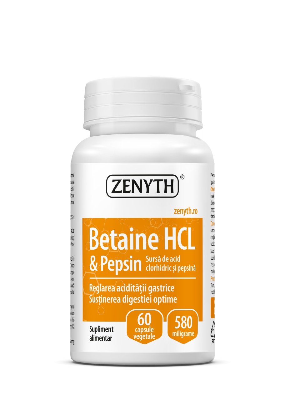 Betaine HCL si Pepsin, 60 capsule, Zenyth