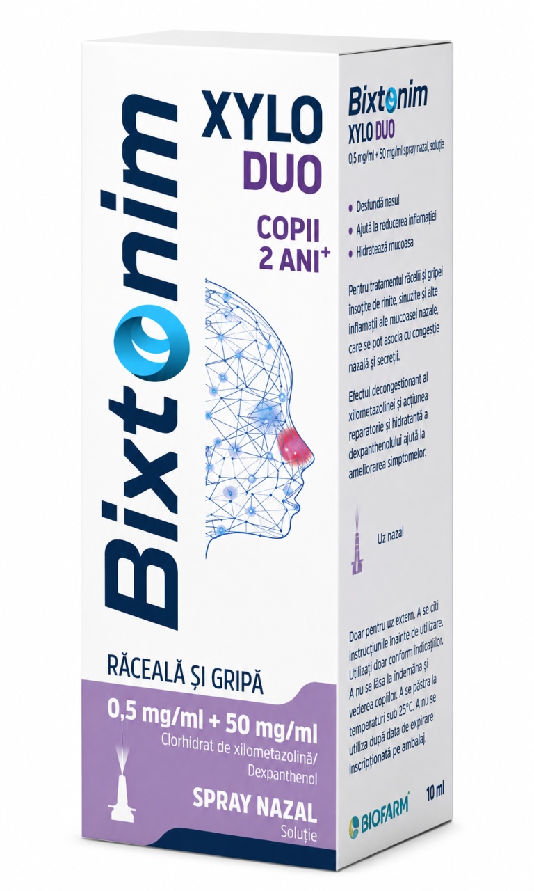 Bixtonim Xylo Duo 0,5 mg/ml + 50 mg/ml Spray Nazal, Soluție, 10 ml, Biofarm