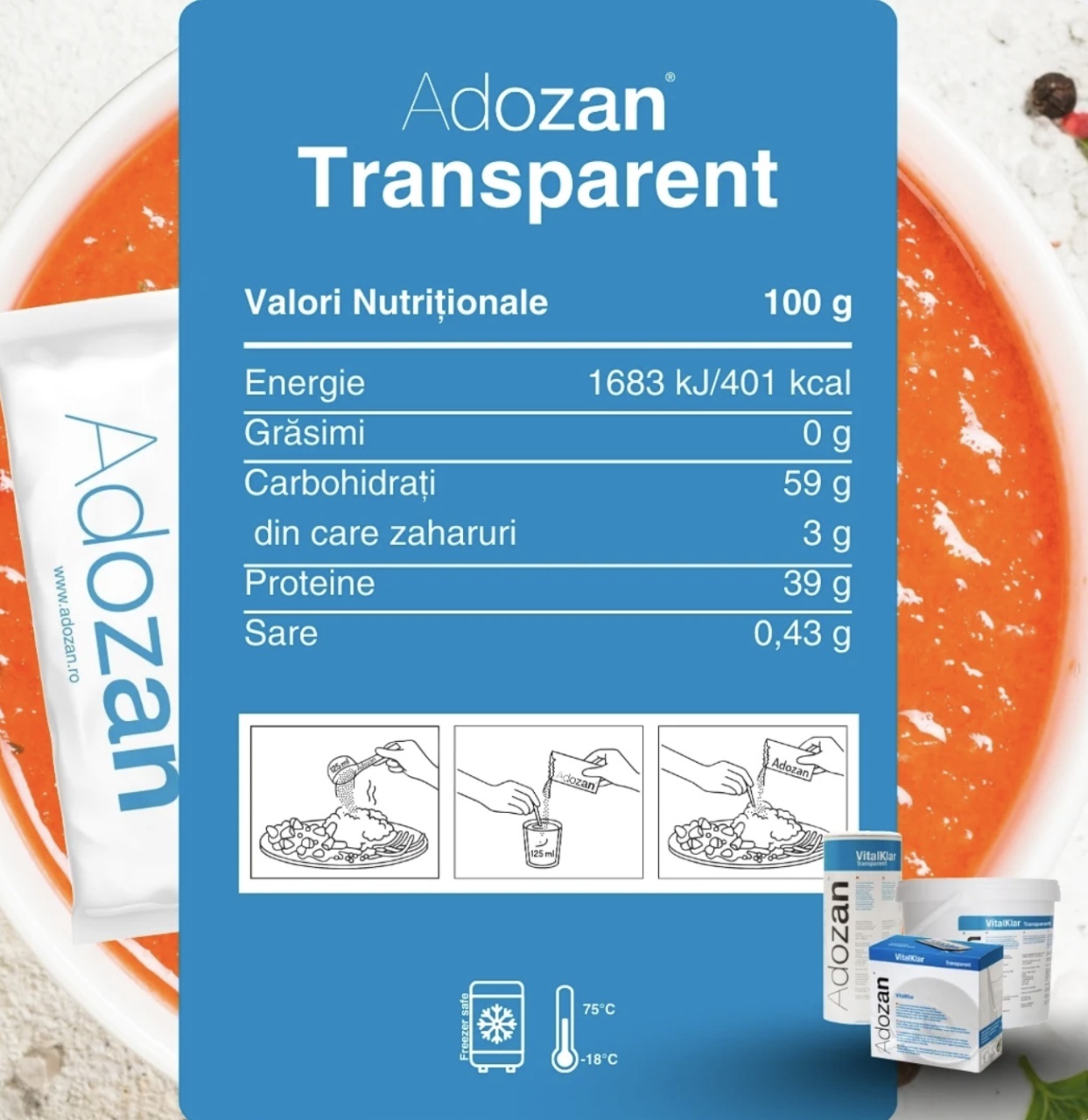 Pudră Nutritivă Completă (Transparent) Vital Klar, 10 g × 20 Plicuri, Adozan — imaginea 4