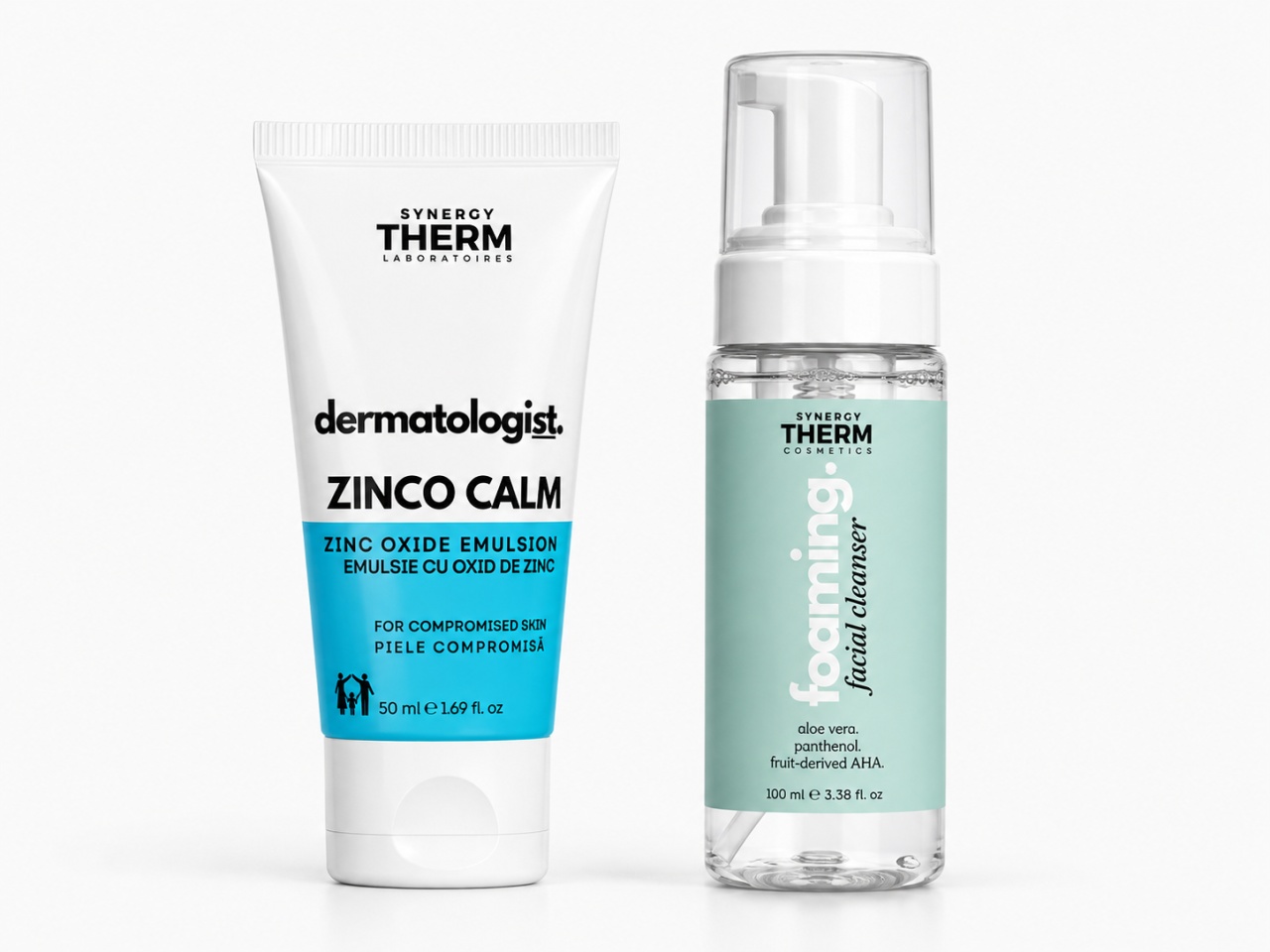 Disponibil Zinco Calm Emulsie, 50 ml + Spumă de Curățare pentru Față Mini, 100 ml, Synergy Therm - Perfect Produse de îngrijire personală remediumfarm.ro