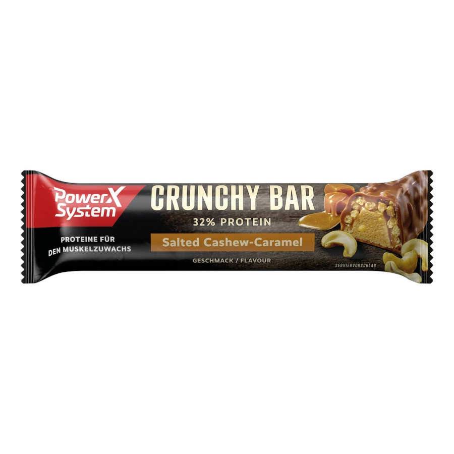 Baton proteic 32% cu aroma de caramel sarat si caju Crunchy Bar, 45g, PowerX System