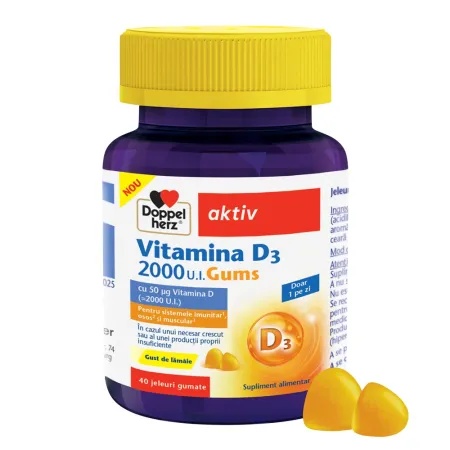 DOPPELHERZ Aktiv Jeleuri gumate cu vitamina D, 2000 UI, 40 bucati, Queisser Pharma