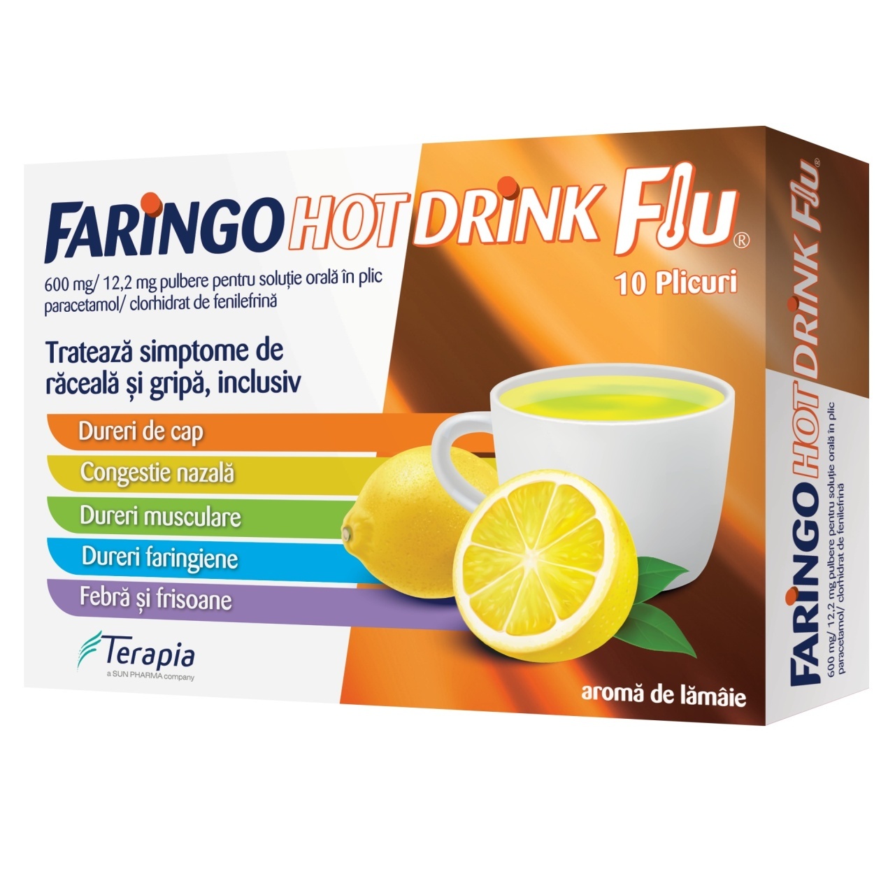 Nou Faringo Hot Drink Flu, 600 mg/12.2 mg, 10 plicuri, Fiterman Pharma - Nou 2026 Medicamente OTC – fără rețetă/ fără prescripție medicală FITERMAN PHARMA S.R.L. - ROMANIA
