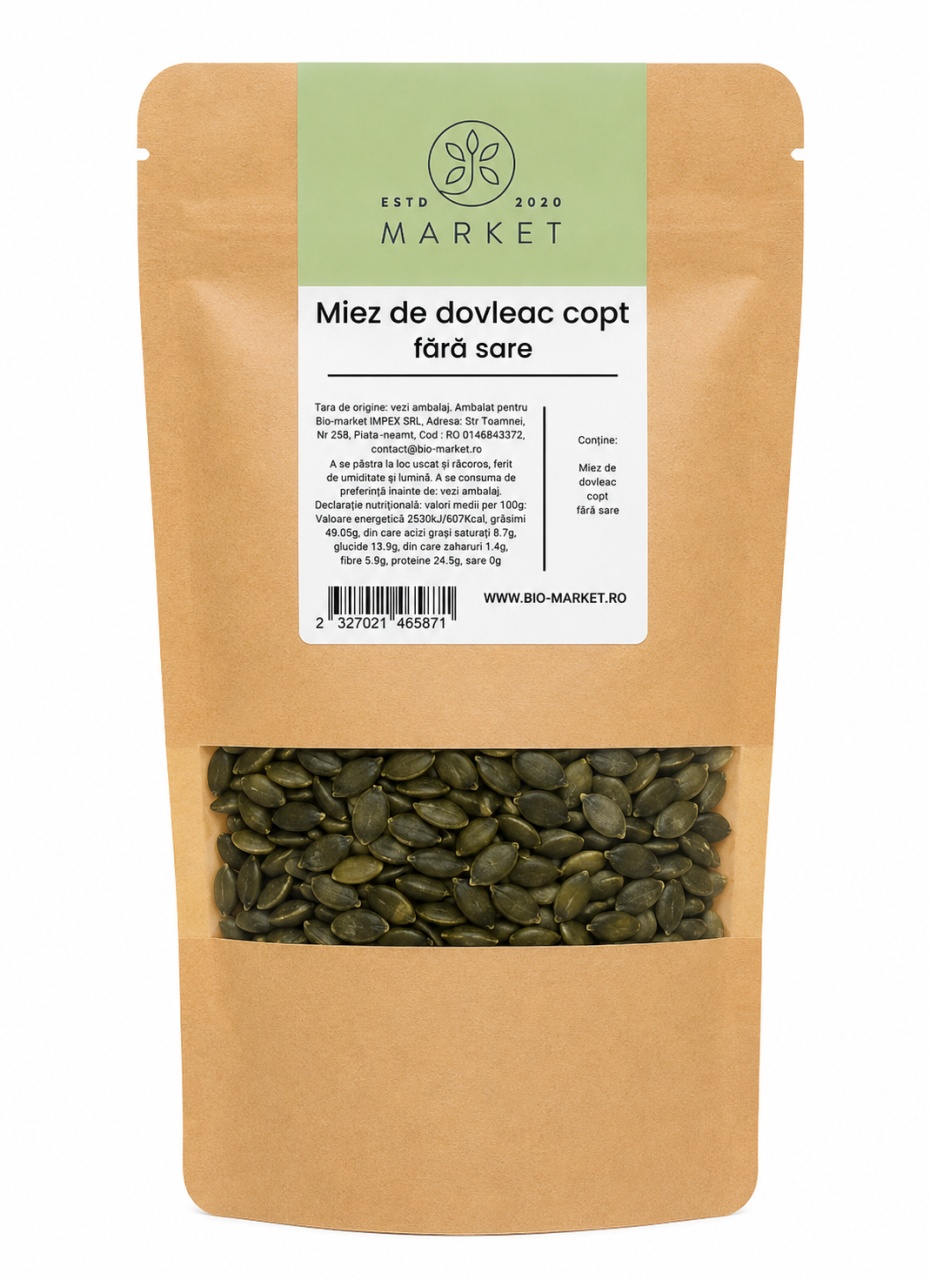 Miez de Dovleac Copt fără Sare, 250 g, Bio-Market