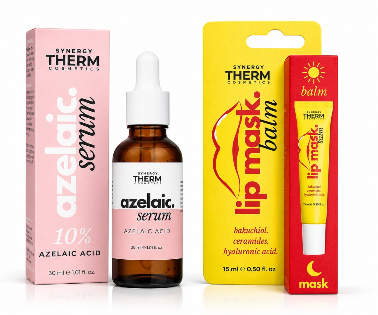 Selectie Ser cu Acid Azelaic, 30 ml + Balsam-Mască pentru Buze Lip Mask, 15 ml, Synergy Therm - Online Produse de îngrijire personală remediumfarm.ro