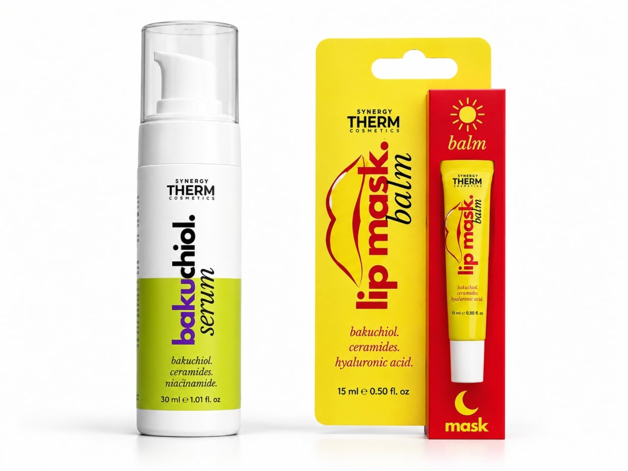 Rapid Serum cu Bakuchiol, 30 ml + Balsam-Mască pentru Buze Lip Mask, 15 ml, Synergy Therm - Garantat Produse de îngrijire personală remediumfarm.ro