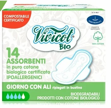 Livrabil Absorbante ultra subtiri de zi din bumbac bio, hipoalergenic, 2 picaturi, 14 bucati, Vivicot Puro Cotone - Modern Produse de îngrijire personală remediumfarm.ro