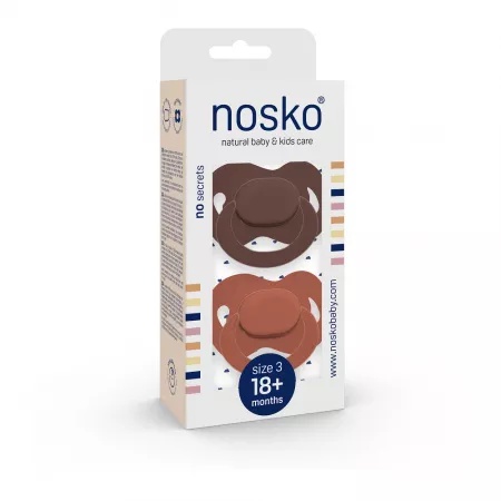 Set suzete pentru bebelusi +18luni, Ciocolata & Caramiziu, 2 bucati, Nosko Baby