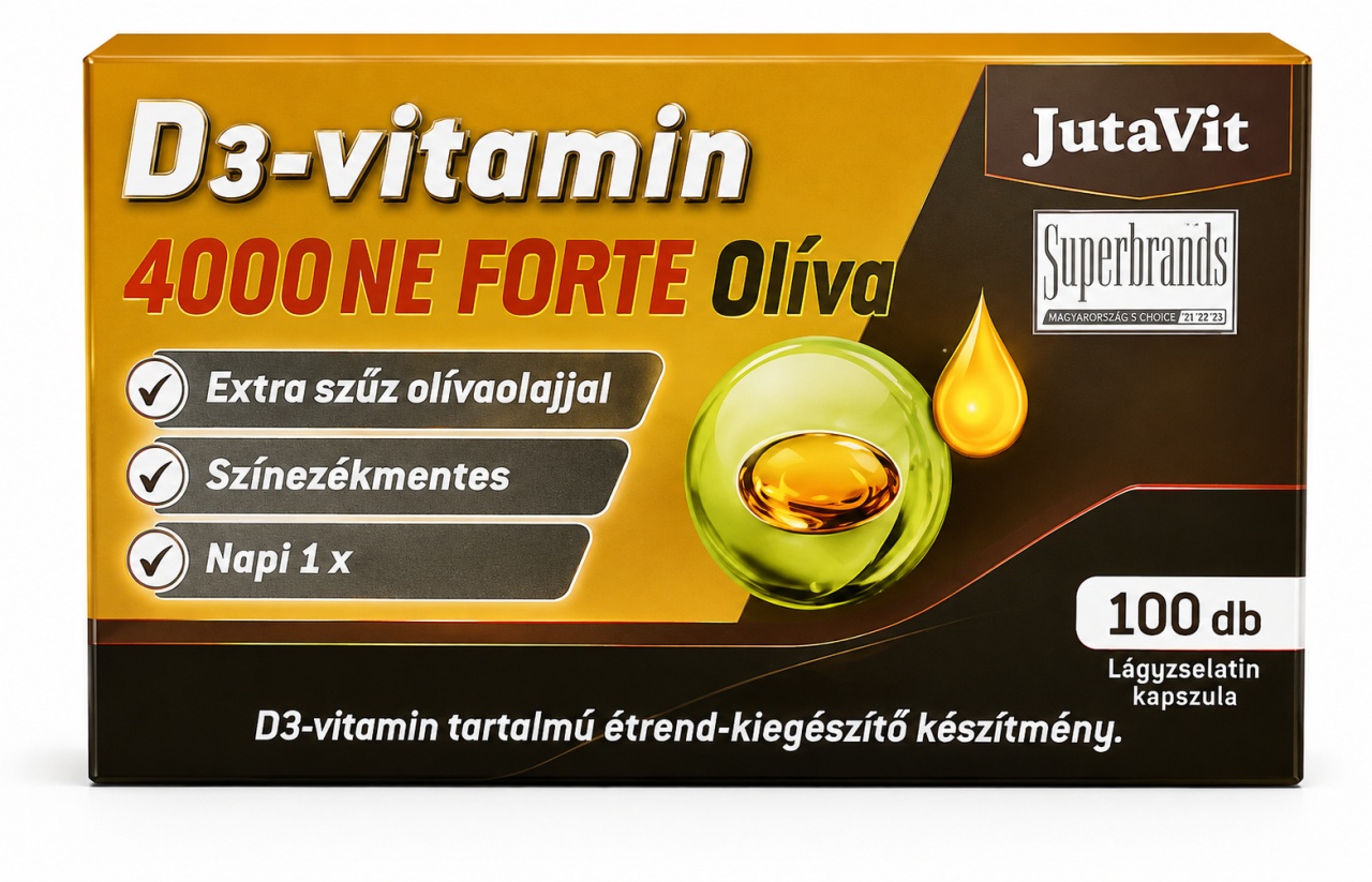 Vitamina D3 Forte 4000 UI cu Ulei de Măsline, 100 capsule, JutaVit