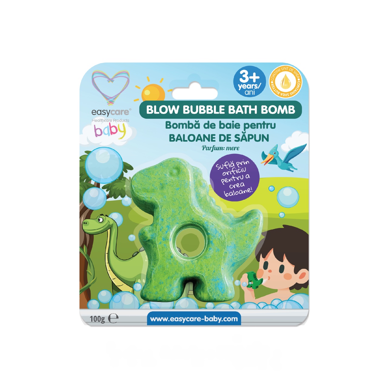 Bombe de baie cu efect baloane sapun Dinozaur cu parfum de mere, EASY00301, Easycare Baby Mama si copilul EASYCARE HEALTHCARE PRODUCTS