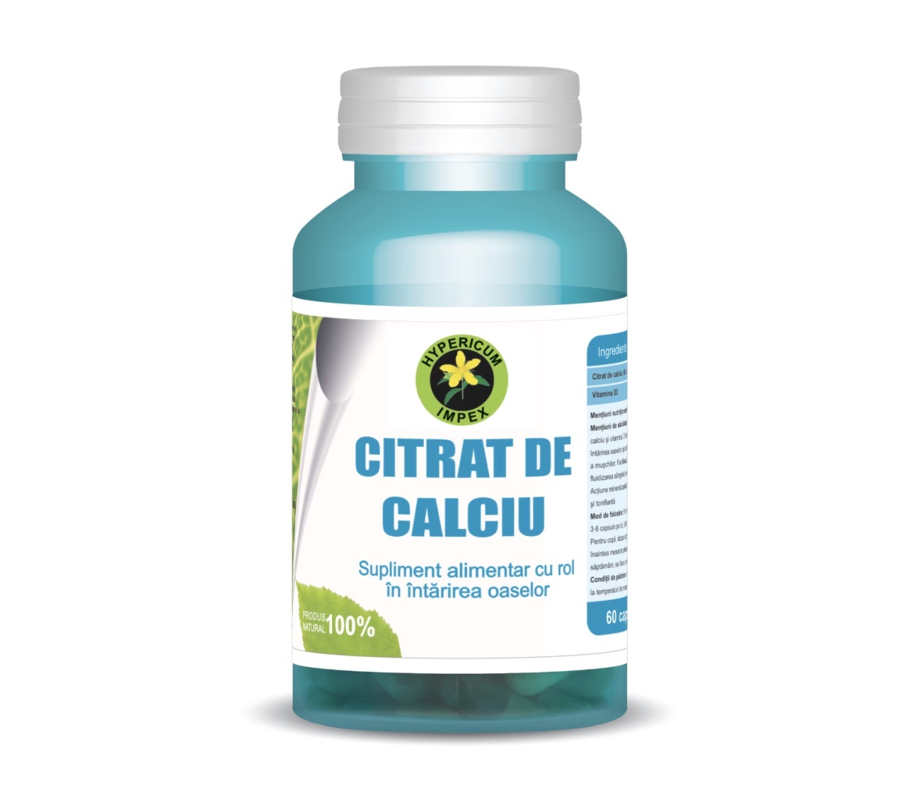 Detalii Citrat de Calciu Biologic, 60 Capsule, Hypericum - Stoc Nou Remedii Naturiste Hypericum