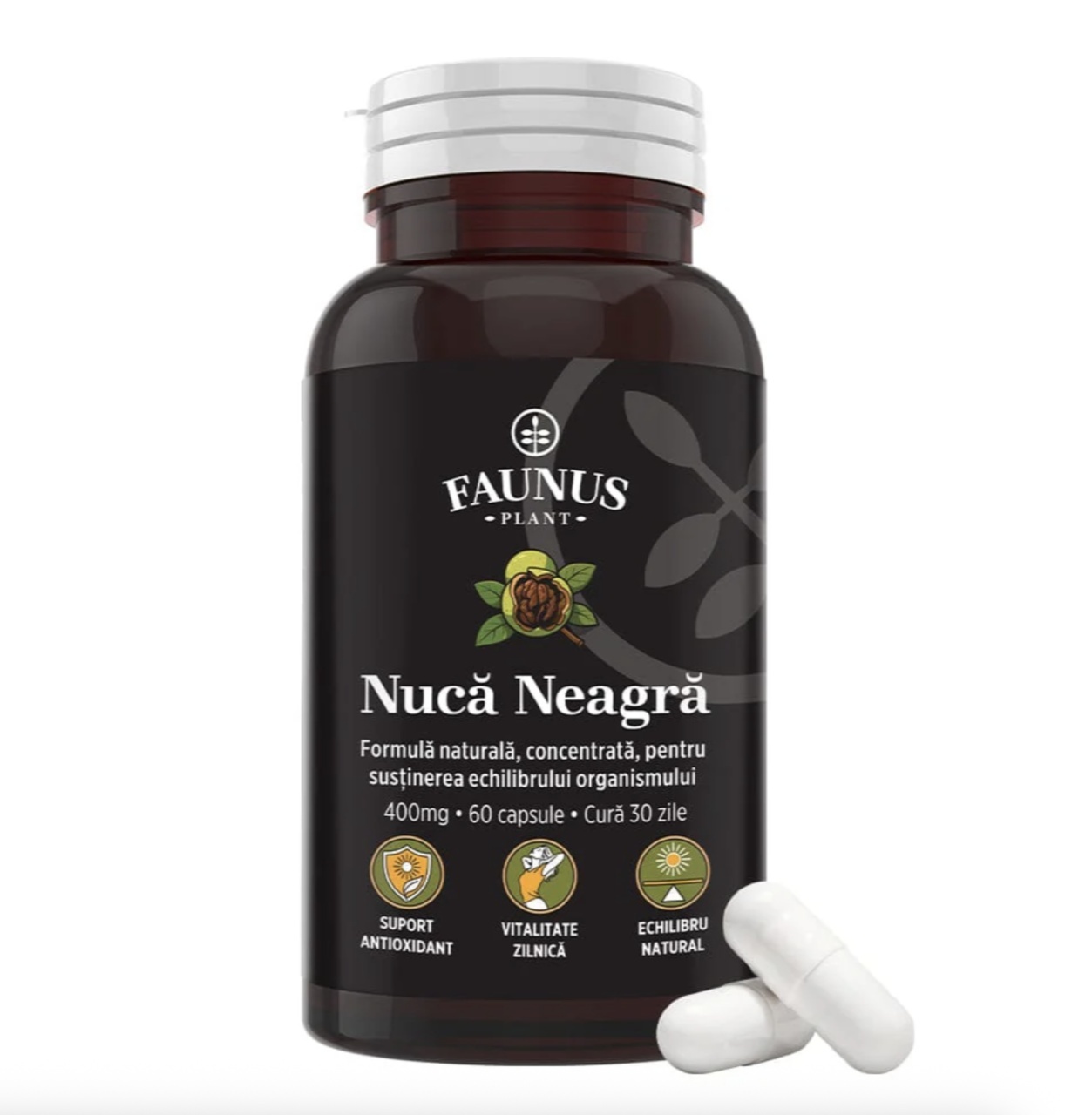 Nucă Neagră 400 mg, 60 Capsule, Faunus Plant