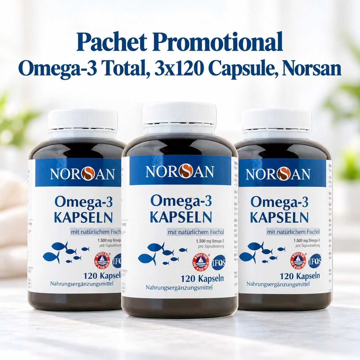 Pachet Promotional Omega-3 Total, 3x120 Capsule, Norsan