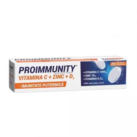 Online Proimmunity Vitamina C + Zinc + D3, 20 comprimate, Fiterman - Promo Vitamine si suplimente FITERMAN PHARMA S.R.L. - ROMANIA