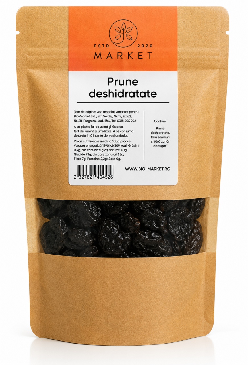 Prune deshidratate fără sâmburi, 250 g, Bio-Market