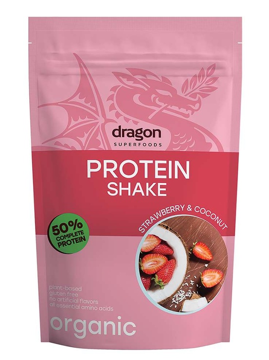 Portal Shake Proteic cu Căpșuni și Cocos Bio, 450 g, Dragon Superfoods - Online Alimente sănătoase & produse alimentare online Dragon Superfoods