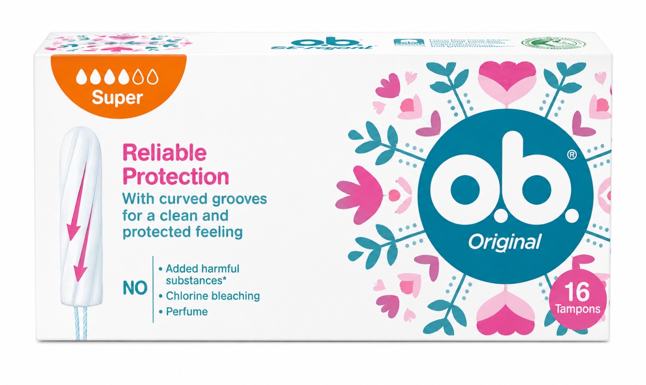 Disponibil Tampoane O.B. Original Super 4 Picături, 16 bucăți, O.B. - Import Produse de îngrijire personală O.B.