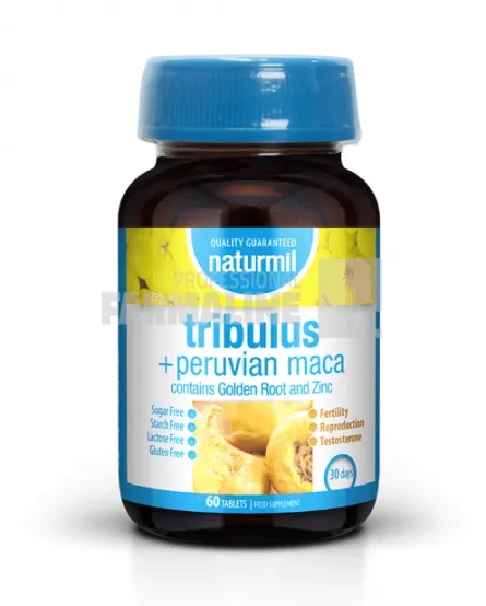 Verifica Tribulus 350mg + Peruvian Maca 350mg, 60 tablete, Naturmil - Oficial Produse pentru cuplu și sănătate sexuală Naturmil