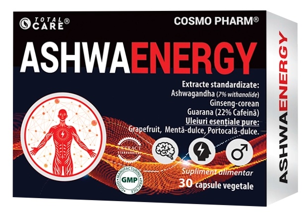 AshwaEnergy Concentrare și Performanță Masculină, 30 Capsule, Cosmopharm
