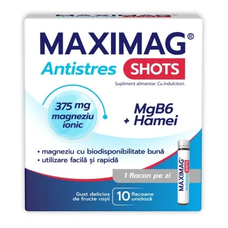 MaxiMag Antistres Shots, 10fiole, Zdrovit
