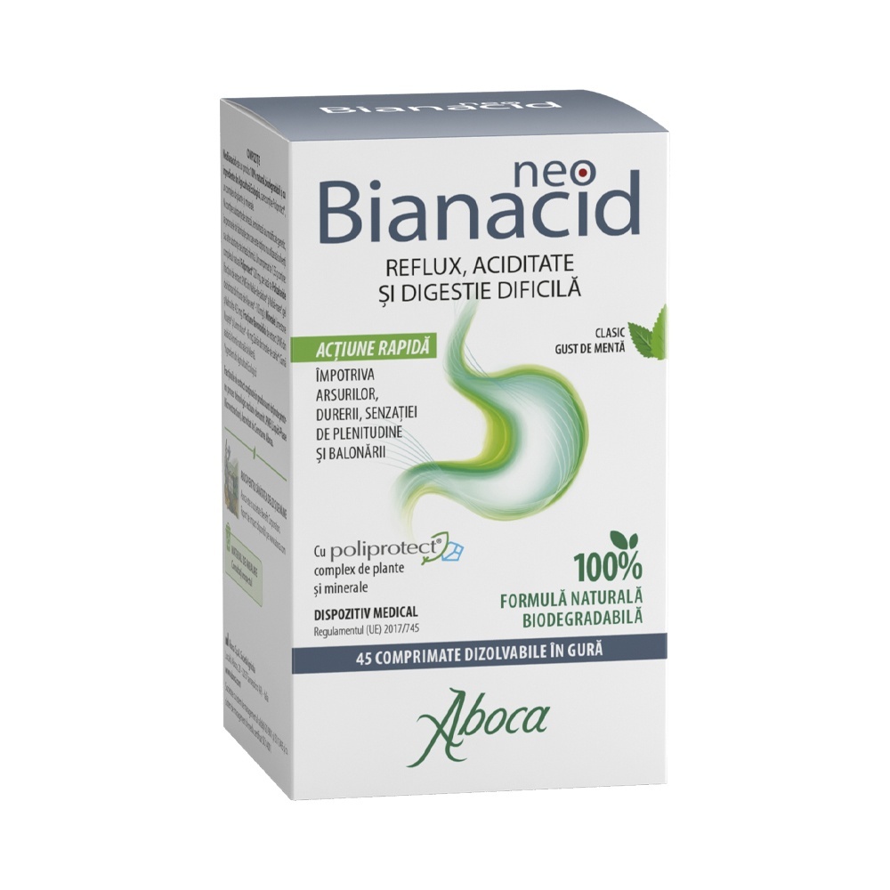 Verifica NeoBianacid pentru aciditate si reflux, 45 comprimate, Aboca - Garantat Remedii Naturiste Aboca Spa