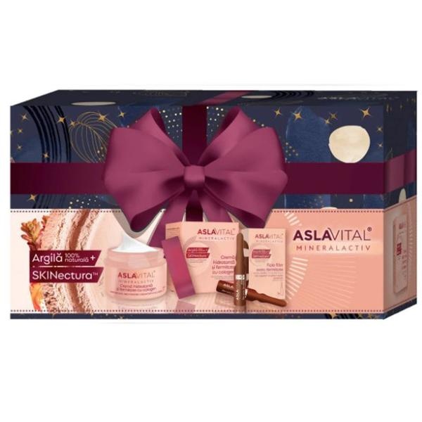 Pachet Crema hidratanta cu colagen si SPF 10, 50 ml+Fiole cu colagen, 2 fiole x 2 ml , Mineralactiv, AslaVital Produse de îngrijire personală Aslavital