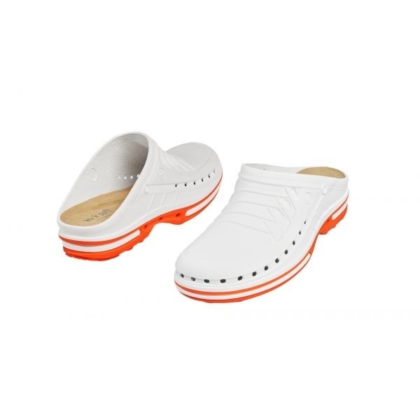 Papuci medicali autoclavabili Wock CLOG 01, marimea 43/44, alb/portocaliu, talpic polimeric