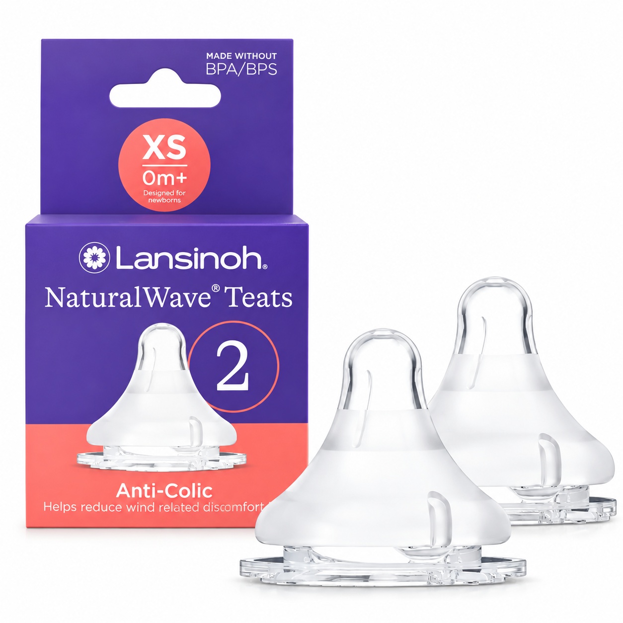 Tetină NaturalWave XS cu Flux Foarte Lent, 2 bucăți, Lansinoh