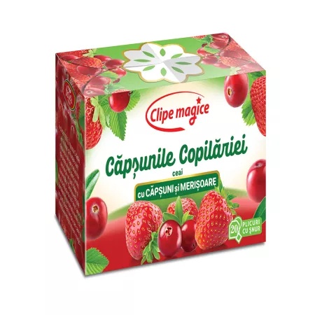 Ceai cu capsuni si merisoare Clipe Magice - Capsunile copilariei, 20 plicuri, Fares