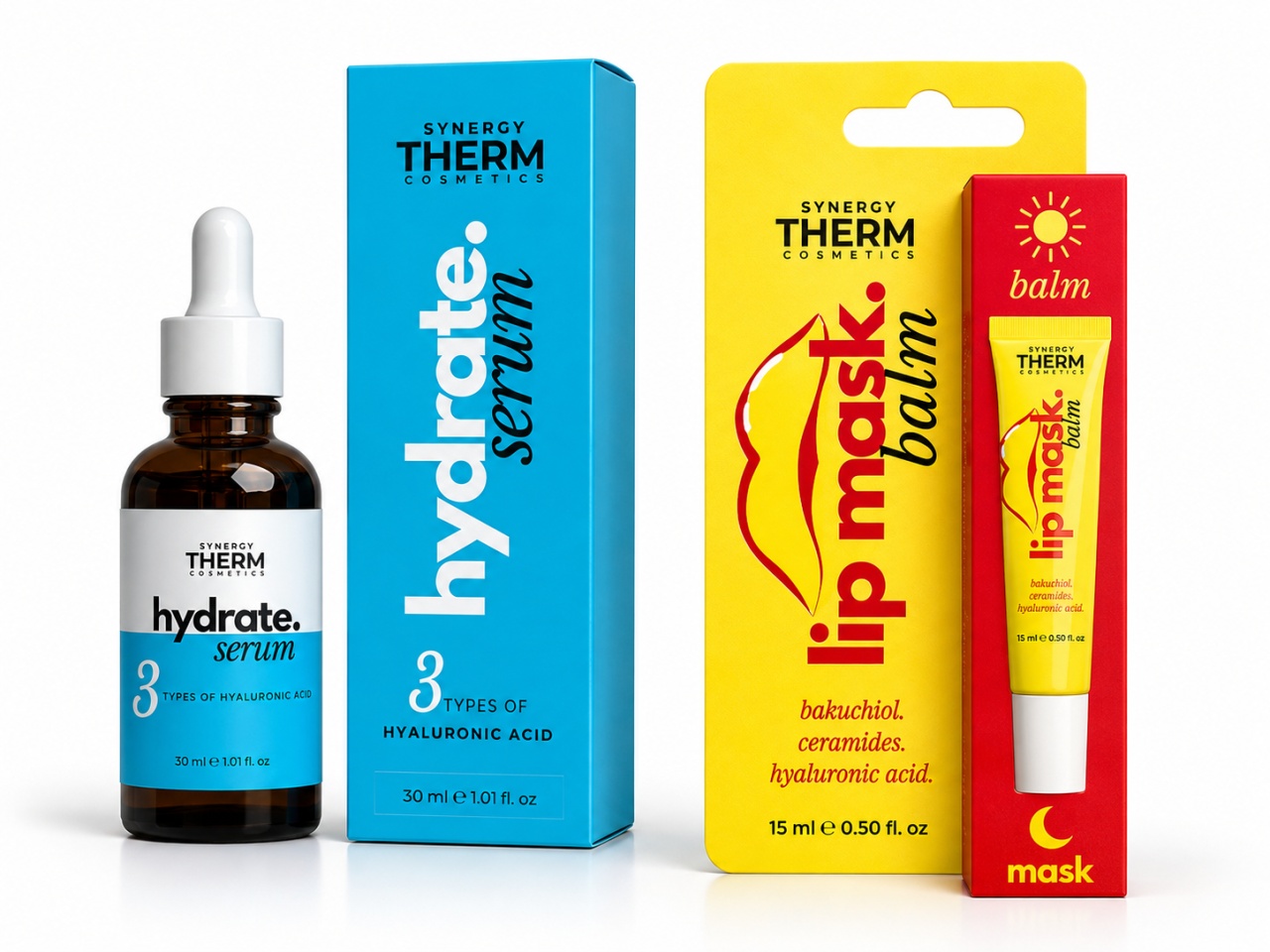 Autentic Ser Hidratant cu Acid Hialuronic, 30 ml + Balsam-Mască pentru Buze Lip Mask, 15 ml, Synergy Therm - Deosebit Produse de îngrijire personală remediumfarm.ro