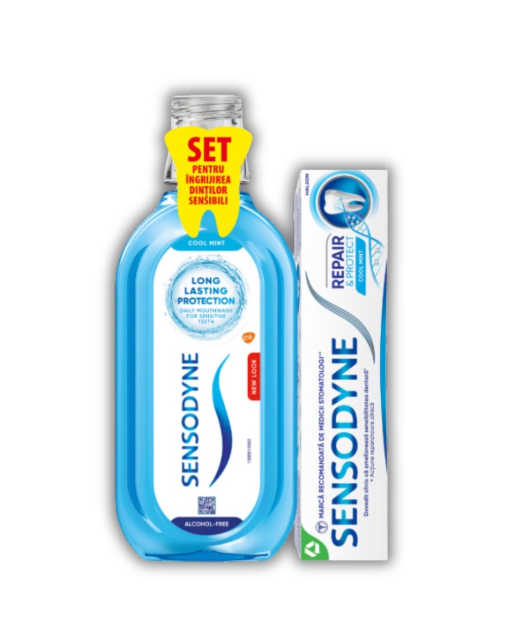 Set dinți sensibili: Pastă de dinți Sensodyne Repair&Protect 75ml + Apă de gura Sensodyne cool mint, 500ml, Haleon Produse de îngrijire personală HALEON
