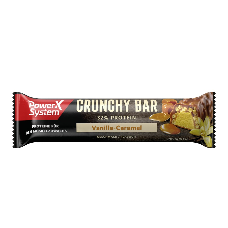 Baton proteic 32% cu aroma de vanilie-caramel Crunchy Bar, 45g, PowerX System