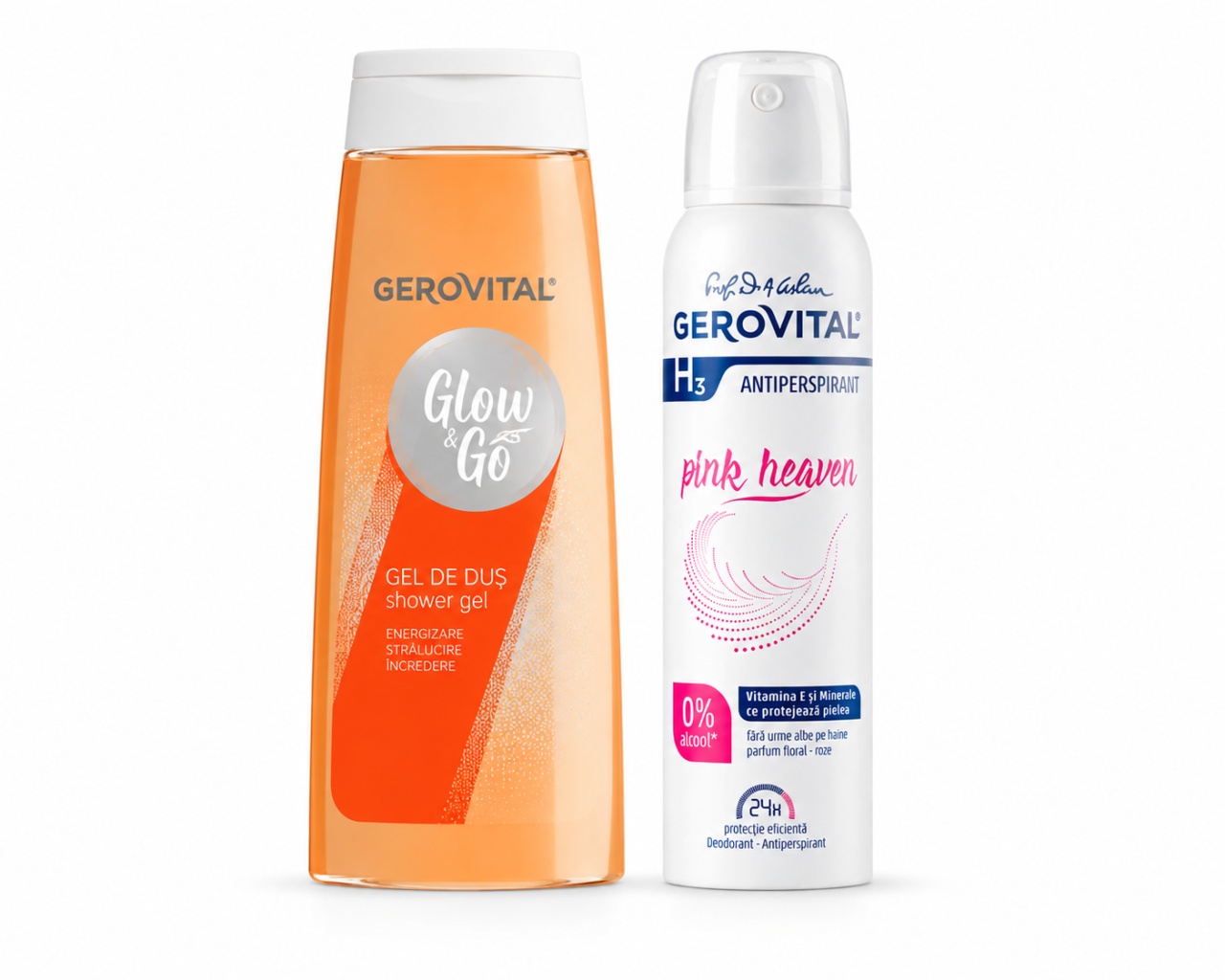 Alege GEROVITAL Pachet Glow&Go – Gel de duș 400 ml + H3 Deo Spray Pink Heaven 150 ml, Farmec - Clasic Produse de îngrijire personală FARMEC