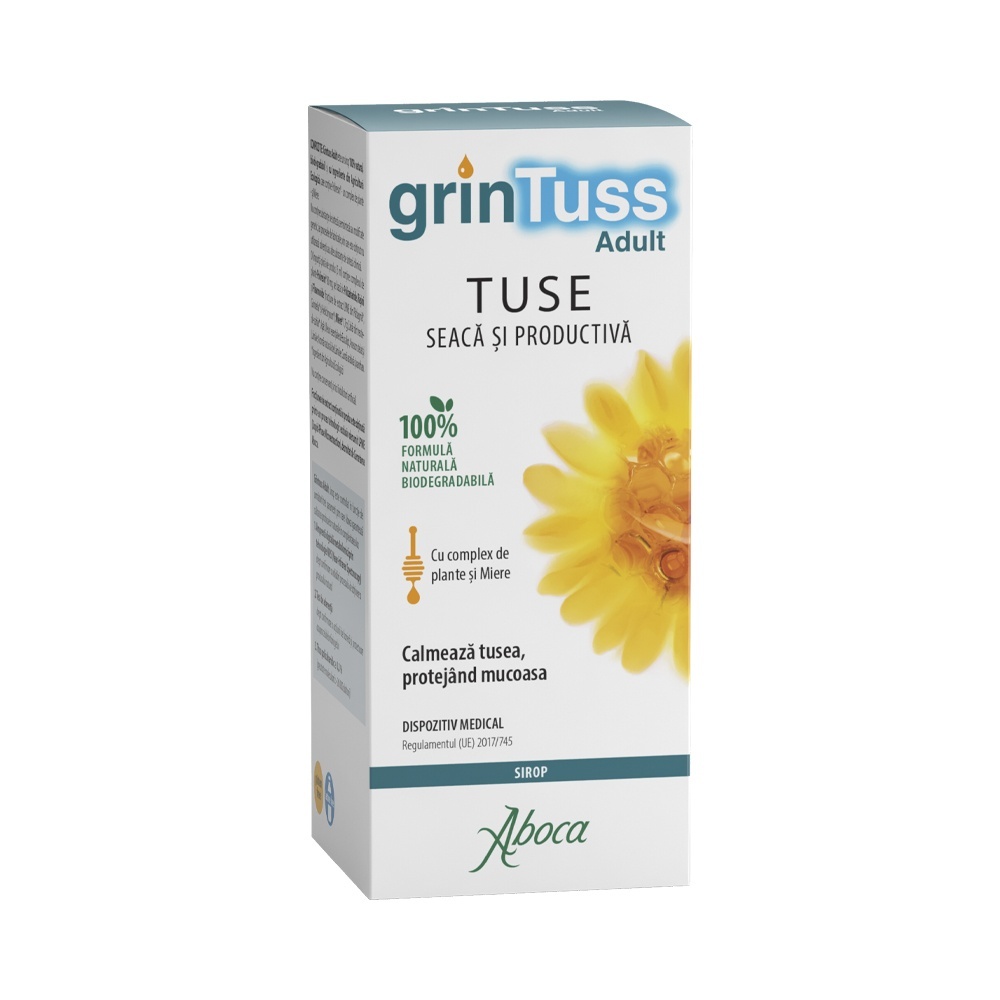 Portal GrinTuss Adult sirop tuse seaca si productiva, 180 g, Aboca - Rapid Remedii Naturiste Aboca Spa
