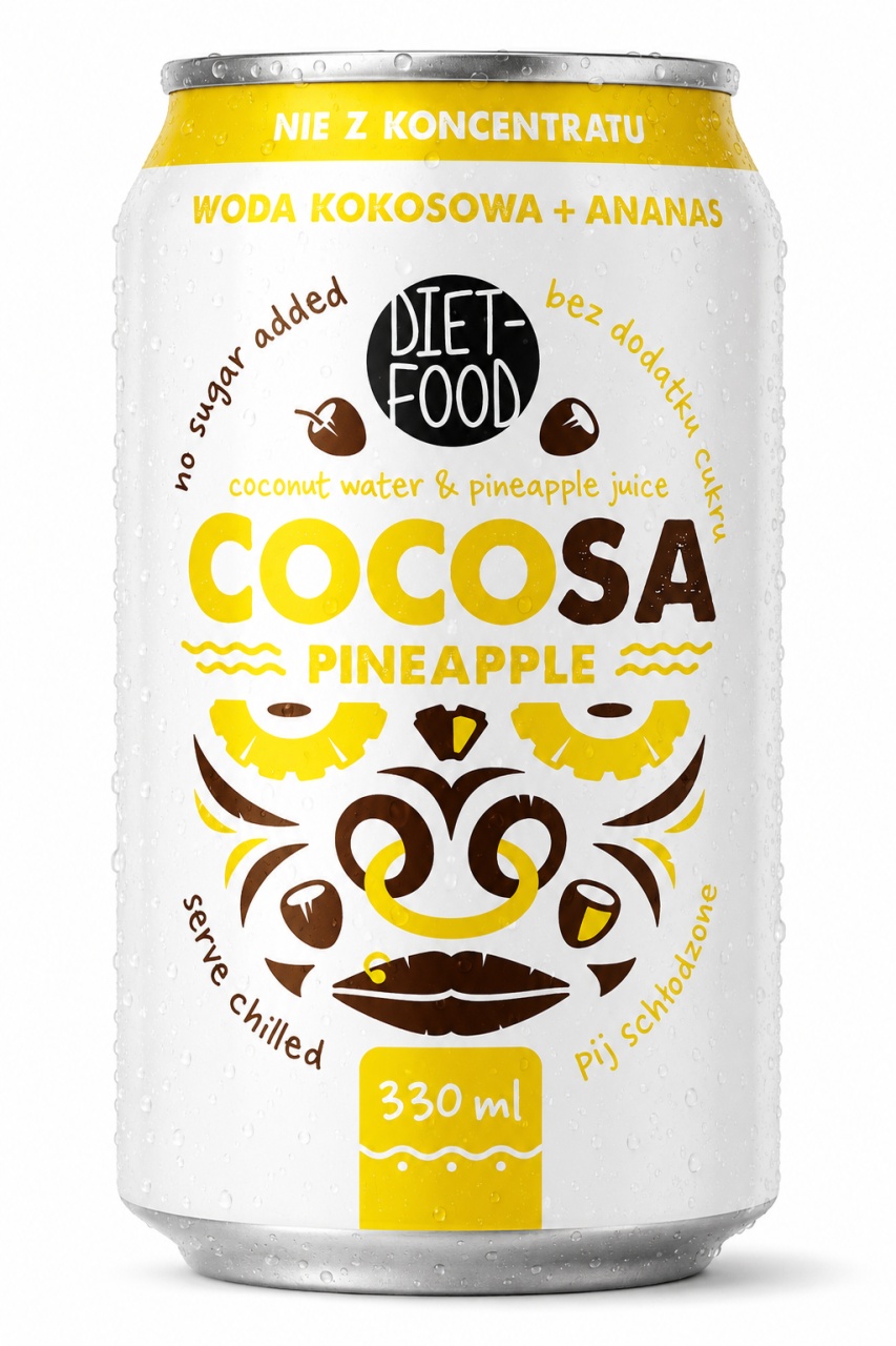 Oficial Apă de Cocos Naturală cu Ananas Cocosa, 330 ml, Diet Food - Promo Alimente sănătoase & produse alimentare online Diet-Food