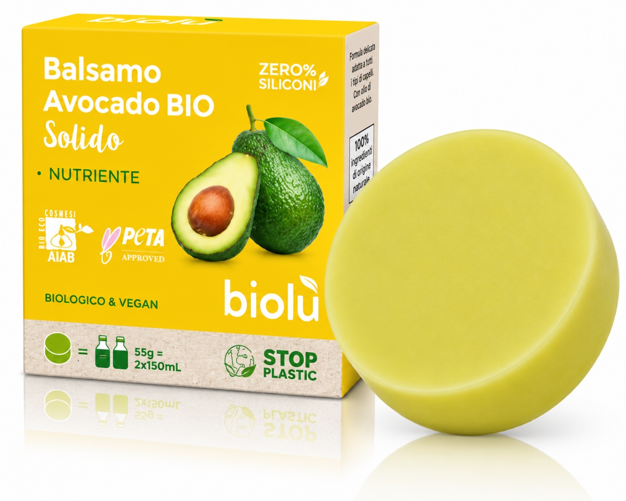 VIP Balsam de Păr Solid cu Avocado Eco, 60 g, Biolu - Update 2026 Produse de îngrijire personală Biolu