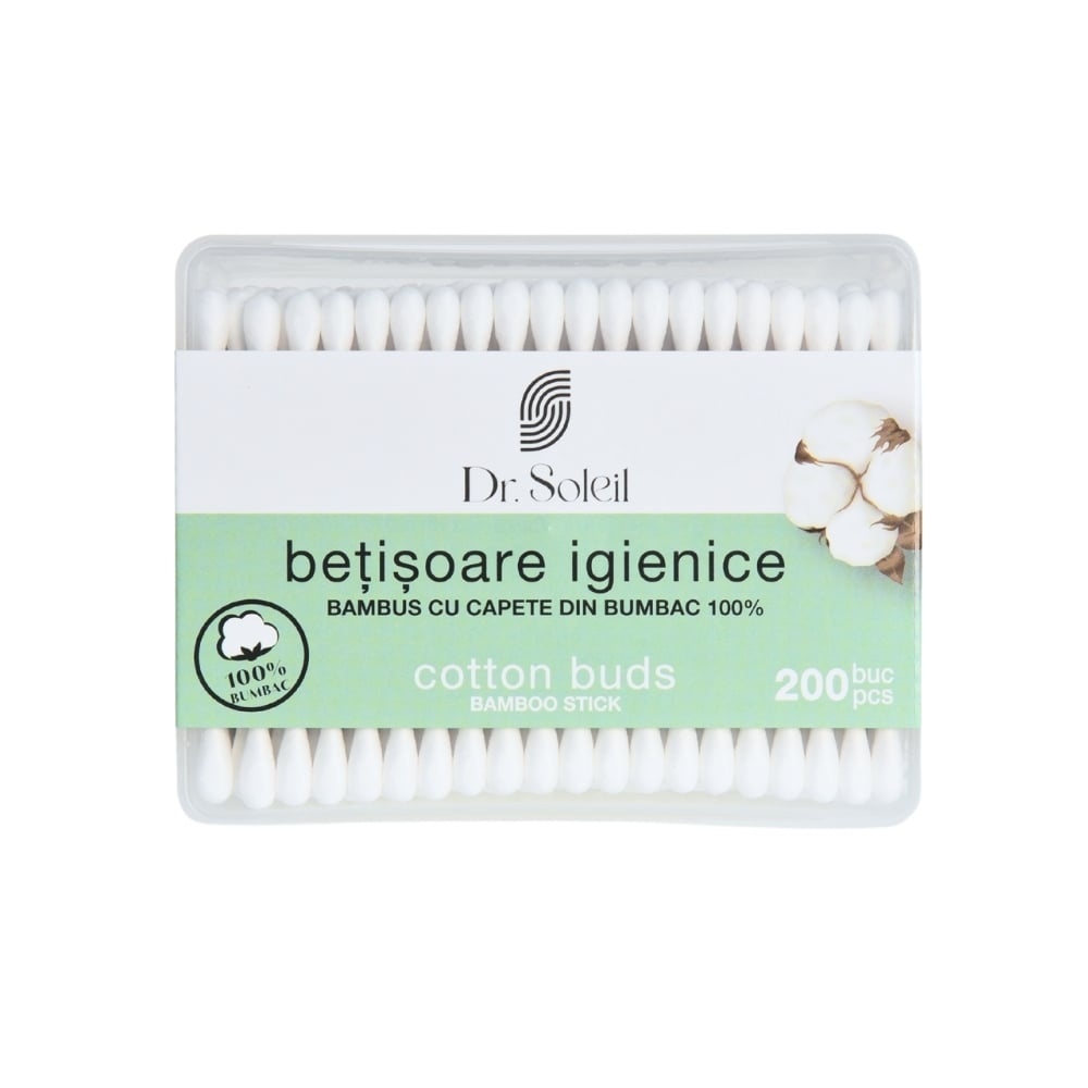 Betisoare de urechi bumbac 100%, 200buc, Dr. Soleil