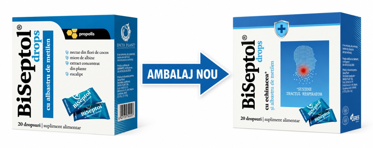 Biseptol drops cu propolis si albastru de metilen, 20 bucati, Dacia Plant