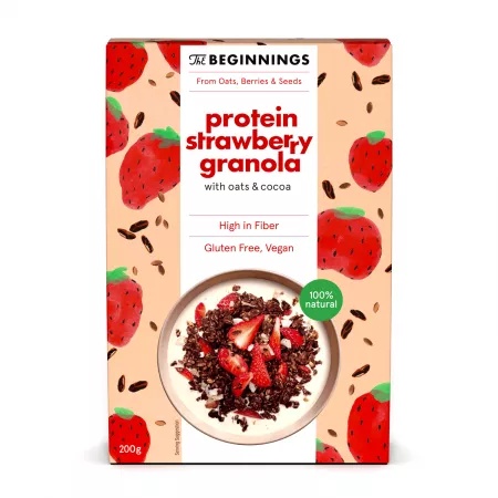 Livrabil Granola cu capsuni, 200g, The Beginnings - Box Alimente sănătoase & produse alimentare online remediumfarm.ro