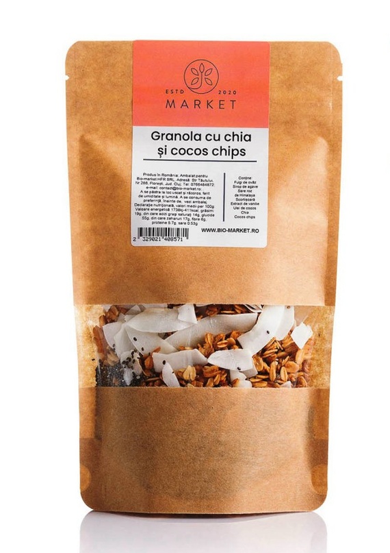 Granola cu Chia și Cocos Chips, 400 g, Bio-Market