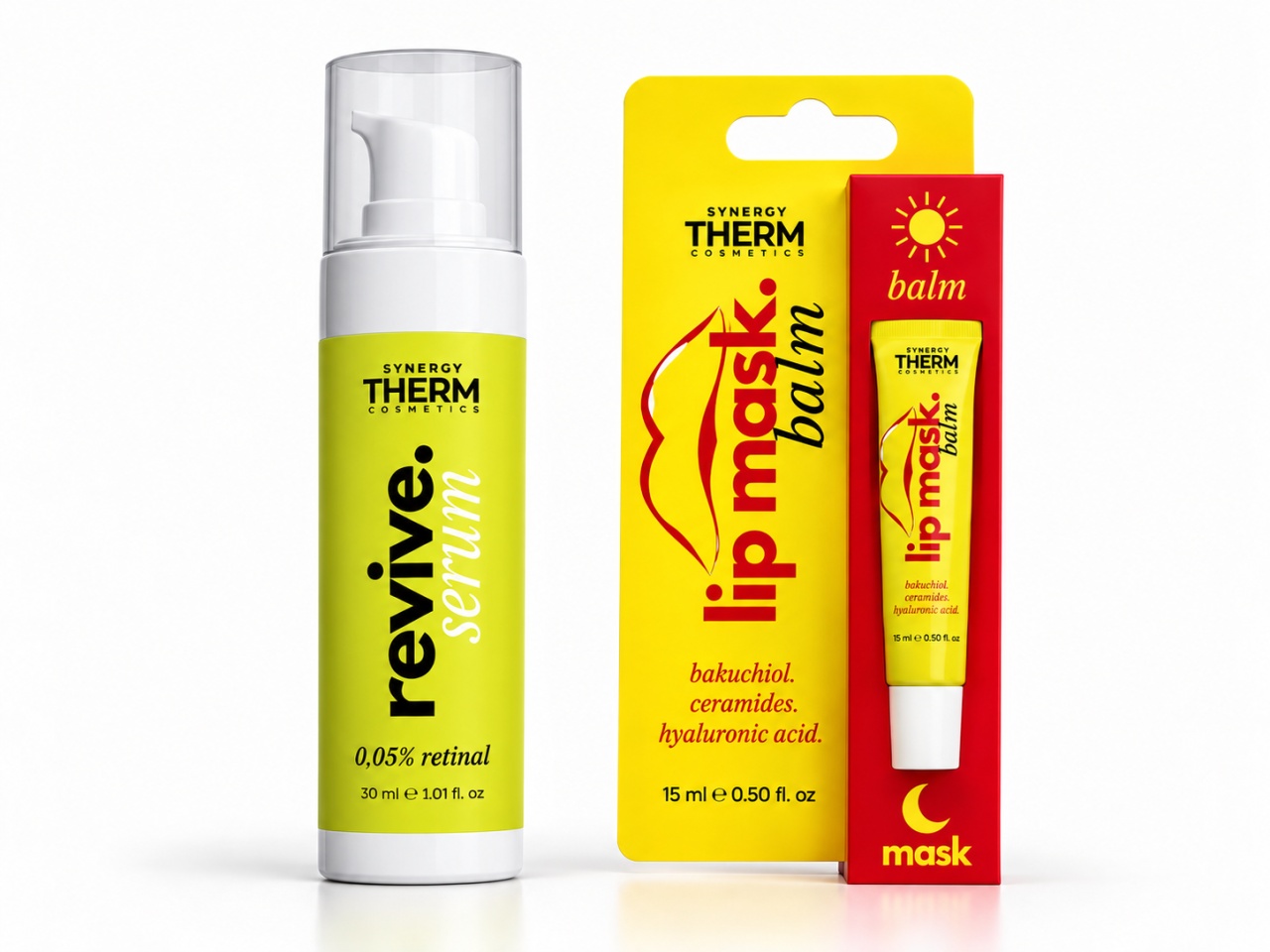 Serum Revive Retinal 0.05%, 30 ml + Balsam-Mască pentru Buze Lip Mask, 15 ml, Synergy Therm Produse de îngrijire personală remediumfarm.ro