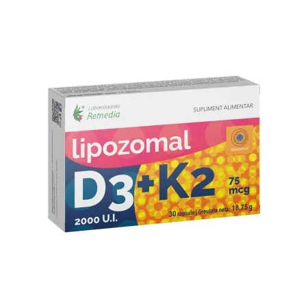 Lipozomal D3 2000 UI + K2 75 mcg Remedia — flacon 30 capsule