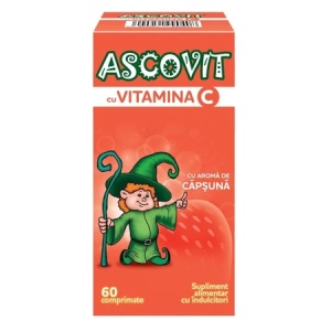 Ascovit cu aroma de capsuni 100mg, 60 comprimate, Perrigo