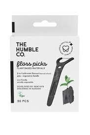 Ata dentara cu maner - carbune, 50 bucati, The Humble Co