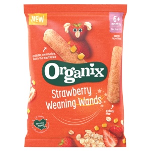 Baghete din proumb si ovaz cu capsuni bio, +6 luni, 25g, Organix